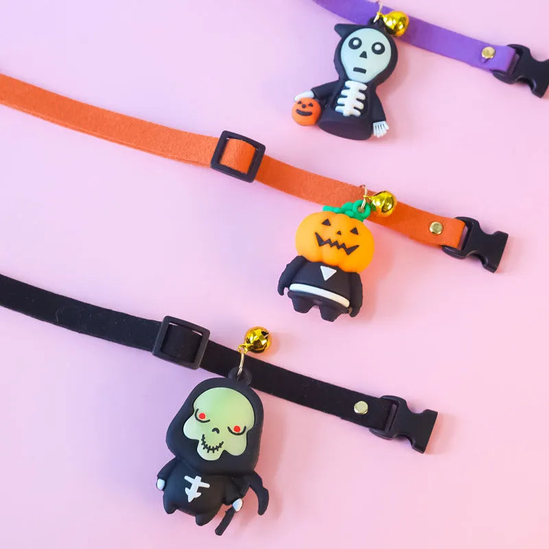 Halloween pet collar decoration with luminous patterns in adjustable sizes from 16cm to 56cm