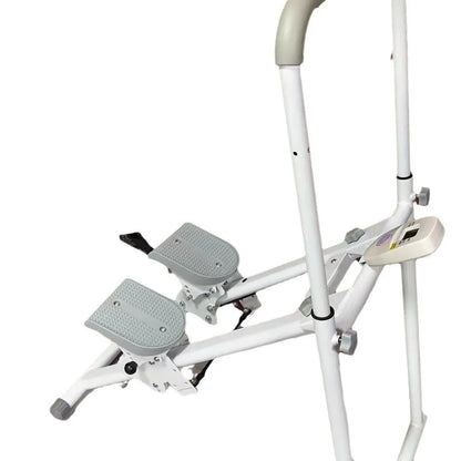 Foldable white multi-function treadmill and climbing machine for home fitness exercises