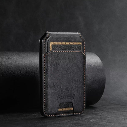 Android universal phone magnetic card holder with MagSafe ring in PU leather