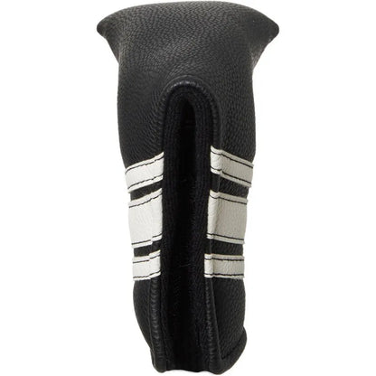 Black PU leather golf push rod case for club protection, showing sleek design and sleeve fit.