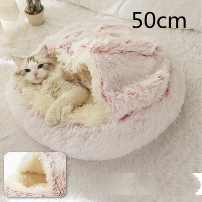 Cozy pet bed with plush and warm fabric for cats and dogs