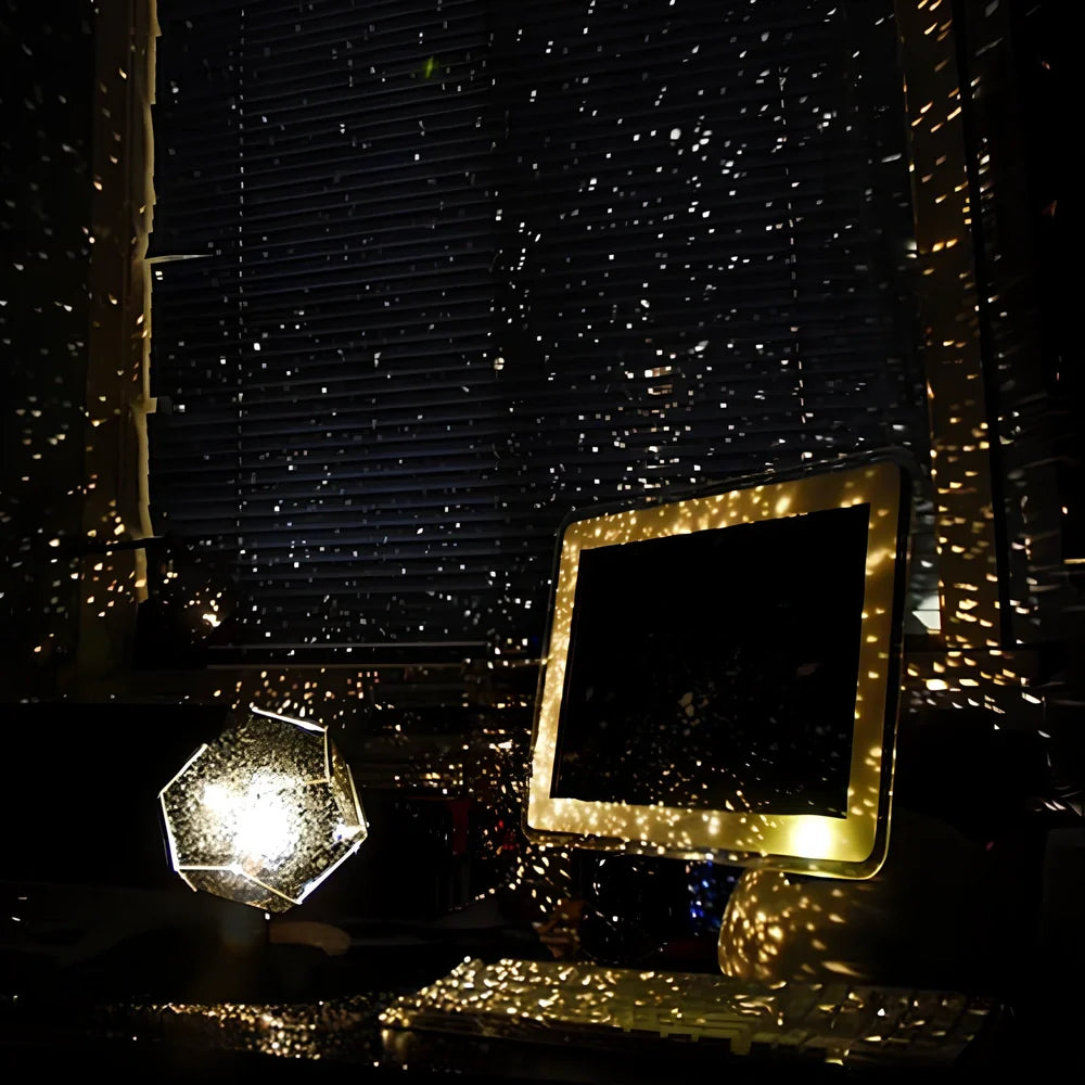LED starry sky projector night light projecting constellations onto ceiling with remote control