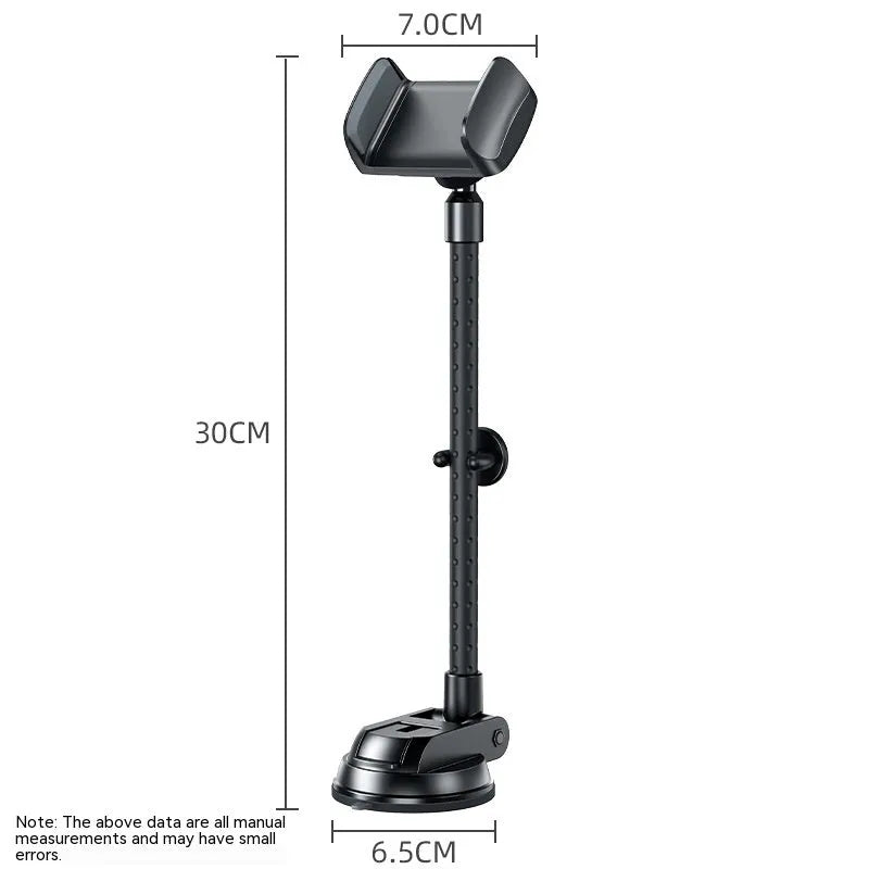 Black universal rotating car phone bracket with metal bending-resistant holder and multi-angle adjustment for vehicle use