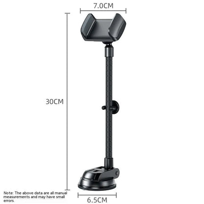Black universal rotating car phone bracket with metal bending-resistant holder and multi-angle adjustment for vehicle use
