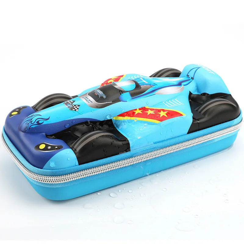 Waterproof leather pencil case in medium size, dark blue, light blue, and black