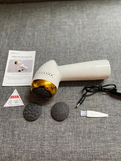 Electric vacuum foot grinder with quartz grinding head in gold, pink gold, or white silver colours