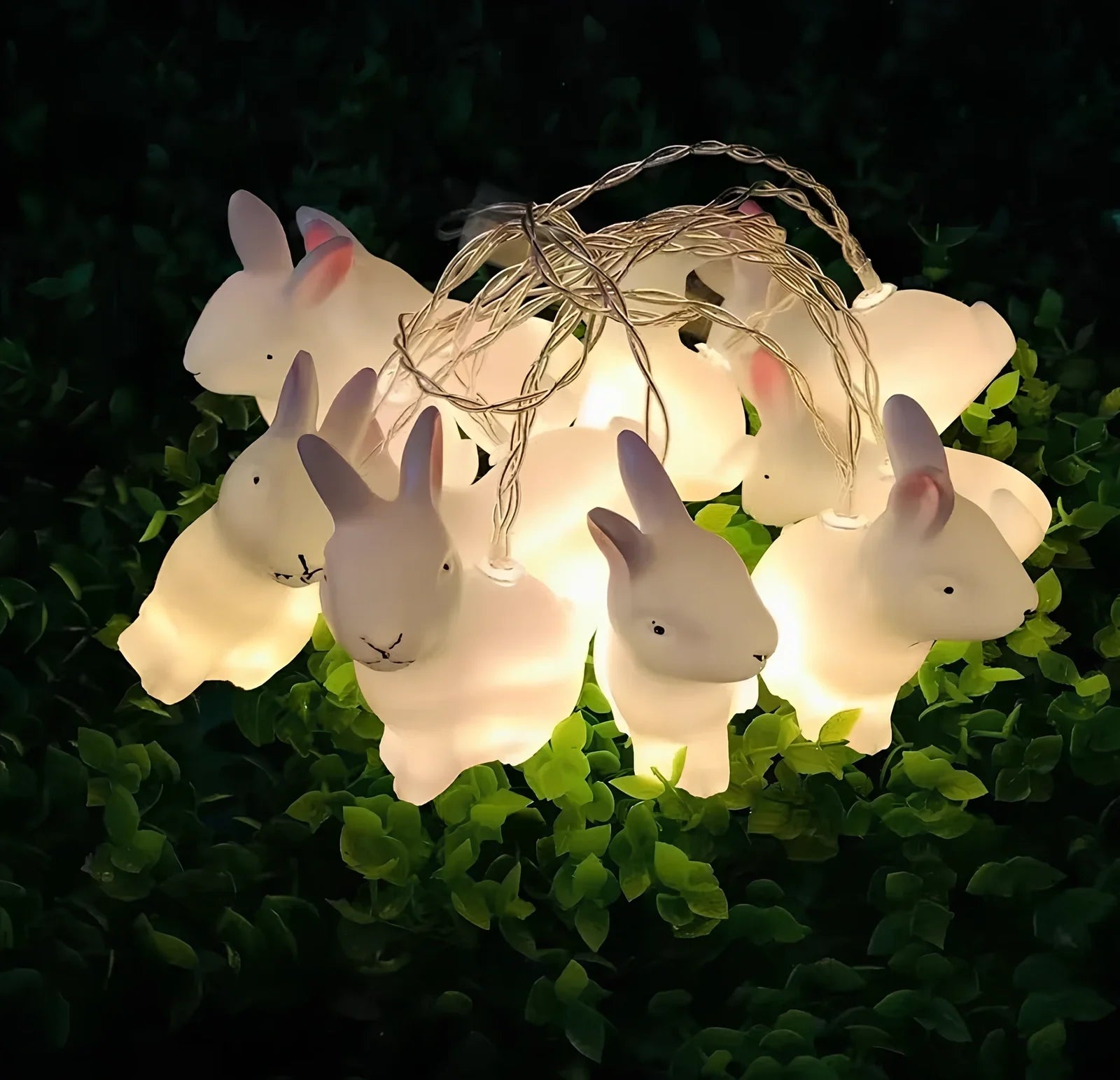 Easter plastic egg lamp with 10 warm white LED bulbs on 1.5m cord with dimming control