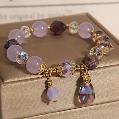 Retro lavender purple crystal water drop bracelet for children with colourful decorative elements