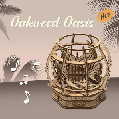 Premium Oak Oasis Shape Puzzle Toy with natural wood pieces in a calming oasis design