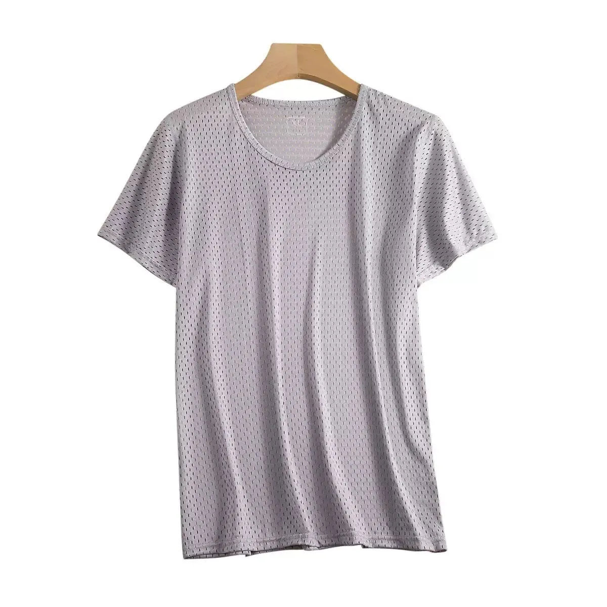 Men's loose fit ice silk short sleeve t-shirt in black, shown in a front view.