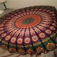 Printed round beach towels and yoga mat set for outdoor comfort and style