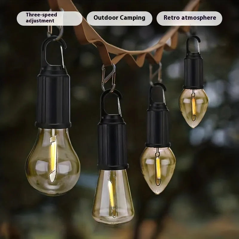 Five solar lantern light bulbs with pastoral styling and ABS plastic construction