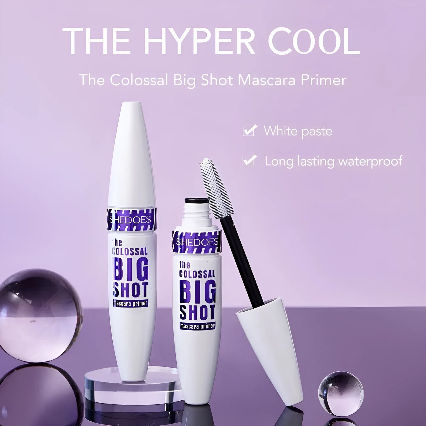 White mascara tube with 10ML waterproof quick-drying formula for universal skin types