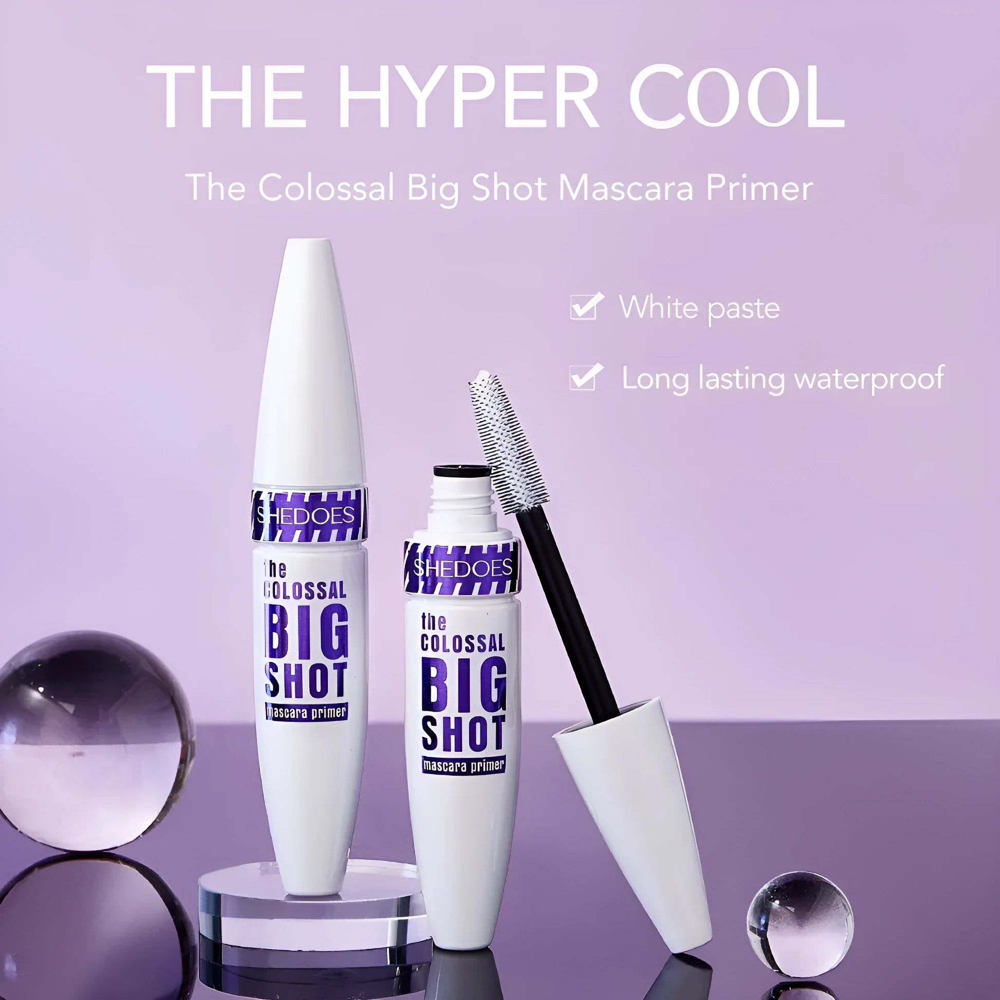 White mascara tube with 10ML waterproof quick-drying formula for universal skin types