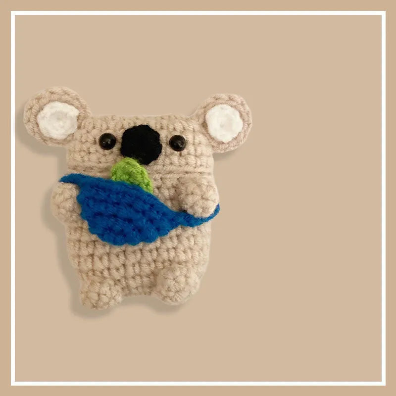 Handmade knitted backpack koala bear earphone cover for AirPods case in knitted material