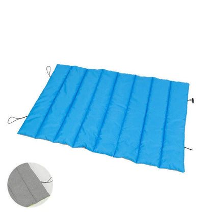 Waterproof and bite-resistant pet mat in brilliant blue, green, light blue, and orange