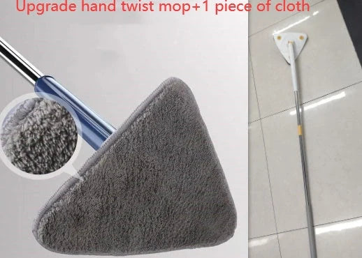Extendable Triangle Mop with 360° rotatable head for deep cleaning in blue and white
