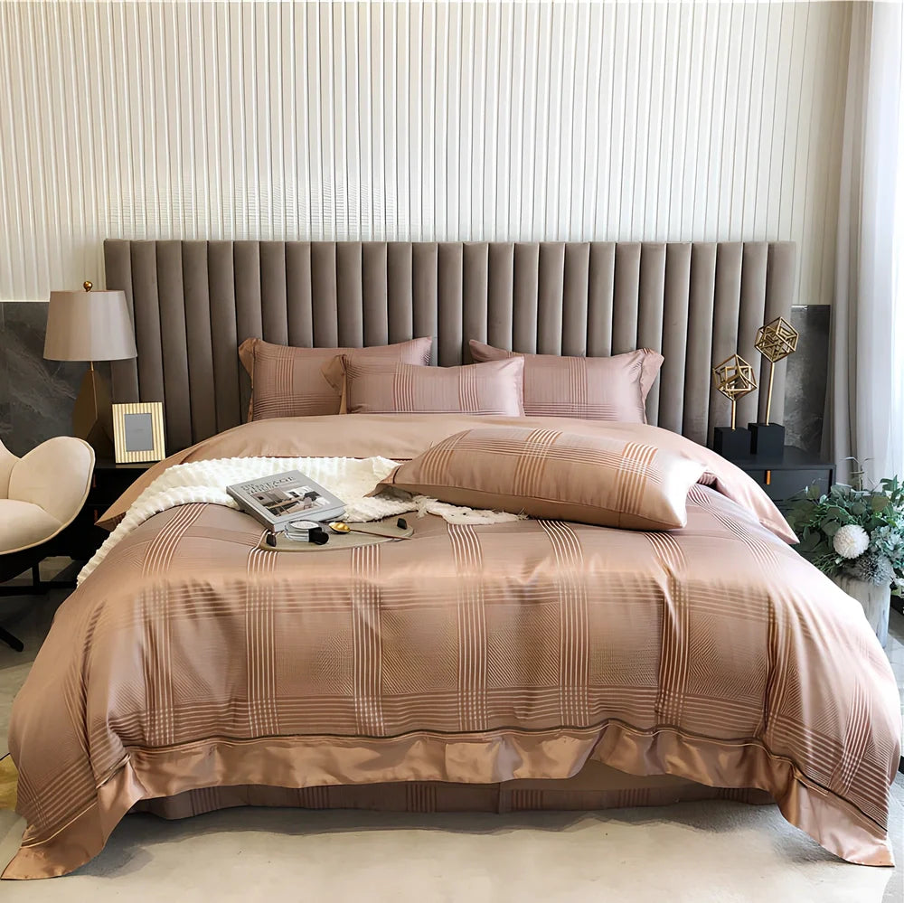 Pure cotton duvet cover set with geometric pattern in reactive dye colours for 1.8m bed