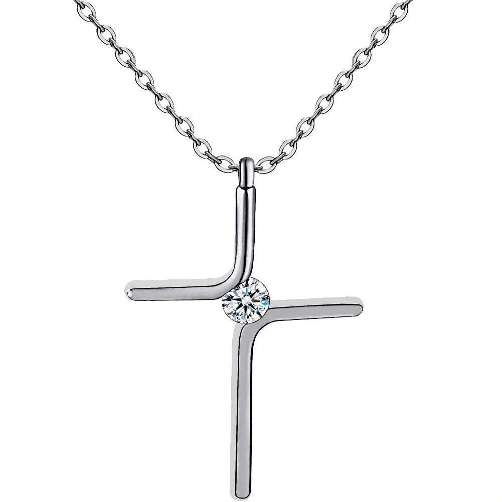 Elegant Titanium Steel Cross Pendant Necklace for Women - A timeless accessory for any outfit.