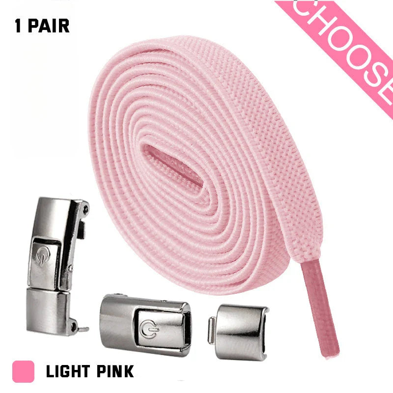 Slip-on shoelaces with elastic lock, available in a variety of colors for comfortable, no-tie shoe fastening