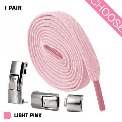 Slip-on shoelaces with elastic lock, available in a variety of colors for comfortable, no-tie shoe fastening