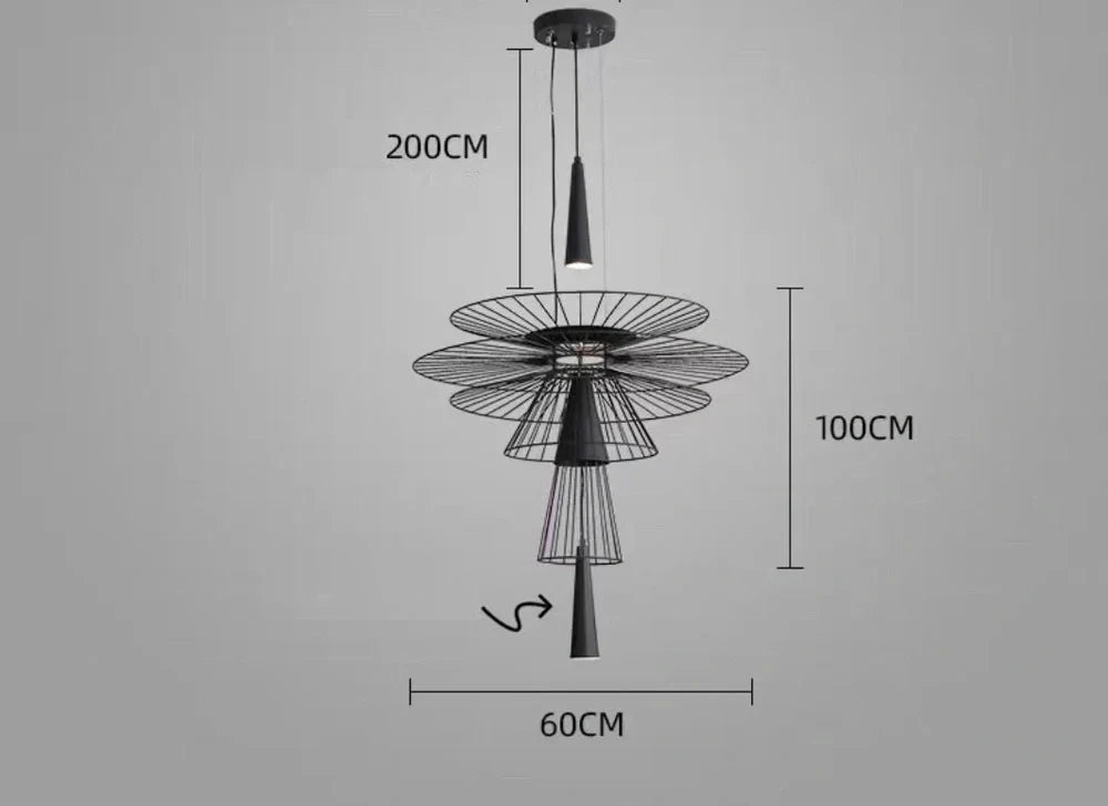 Black iron canteen pendant light with LED illumination for 5-10 square metre rooms