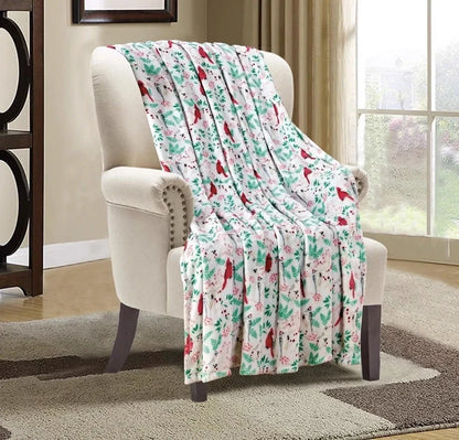 Double-sided flannel Christmas blanket with elk snowman Santa print in four sizes from 75cm to 200cm