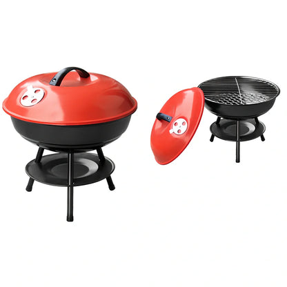 Spherical barbecue stove with 34.2cm cooking surface and black red finish