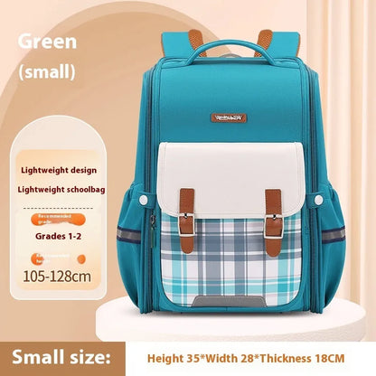 Navy blue student backpack with multiple pockets, made from durable oxford cloth for school children.