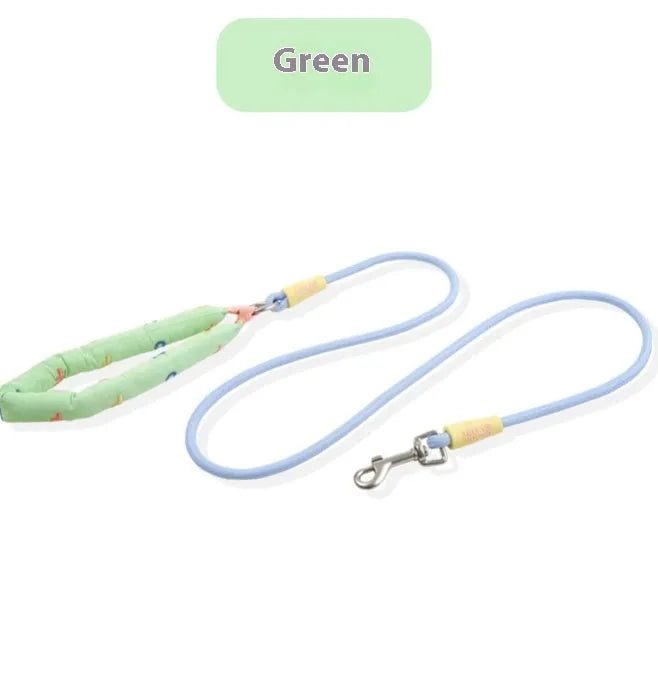 Polyester dog leash 150cm long in pink green purple or raspberry powder with hand holding rope