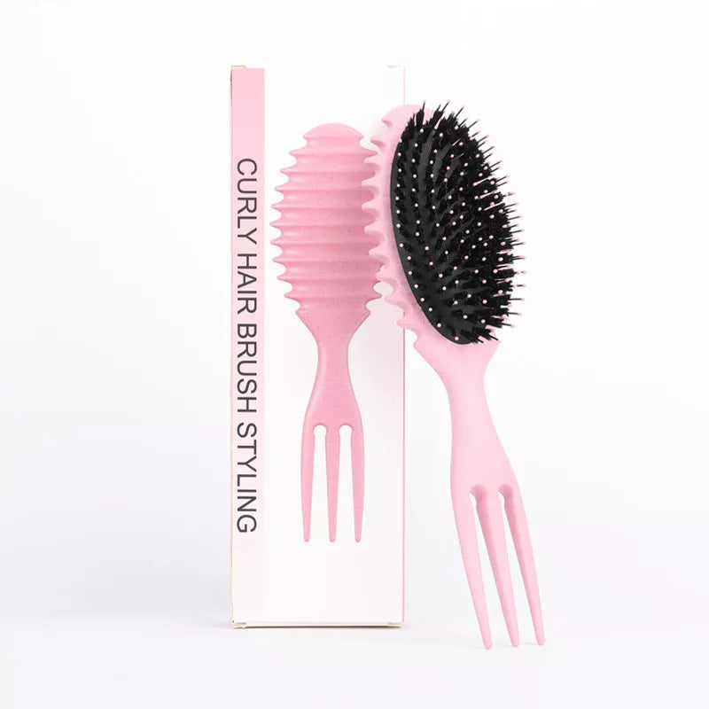3-in-1 curl defining hair brush set with boar bristle comb and detangling brush