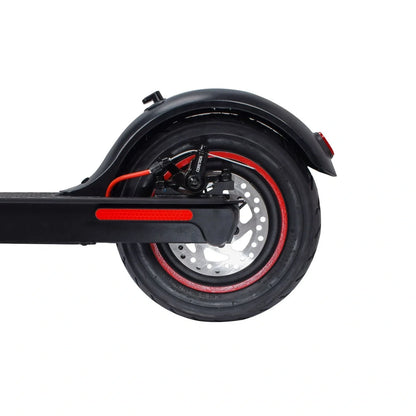Black aluminum alloy electric folding scooter with 10-inch rubber tires and 500W motor