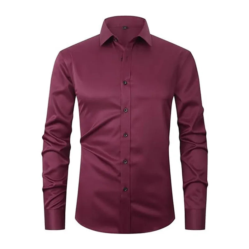 Men's stretch long sleeve work shirt in polyester, available in multiple colours and sizes S to 3XL for weights 70-130kg.