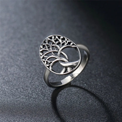 Retro Tree of Life men's titanium steel ring in picture colour, sizes 7-12 available