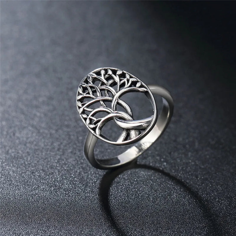 Retro Religious Tree of Life Men's Titanium Steel Ring in Picture Colour, Sizes 7-12, Durable Band for Everyday Wear and Gift Giving