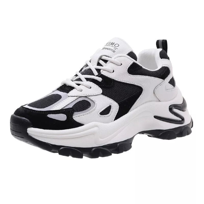 Retro Color Matching Casual Sneakers for Students in black and khaki