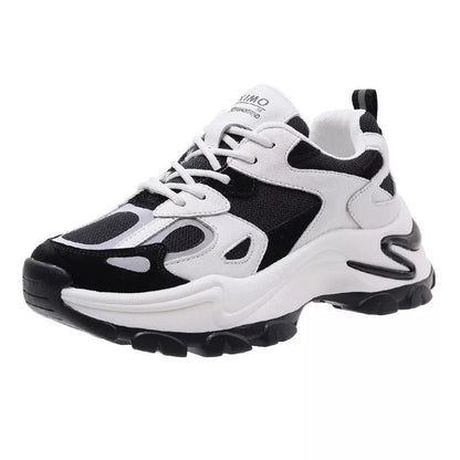 Retro Color Matching Casual Sneakers for Students in black and khaki