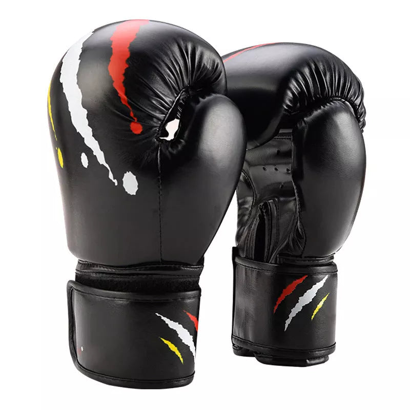 Training boxing gloves in white, red, and black for wrist and palm protection