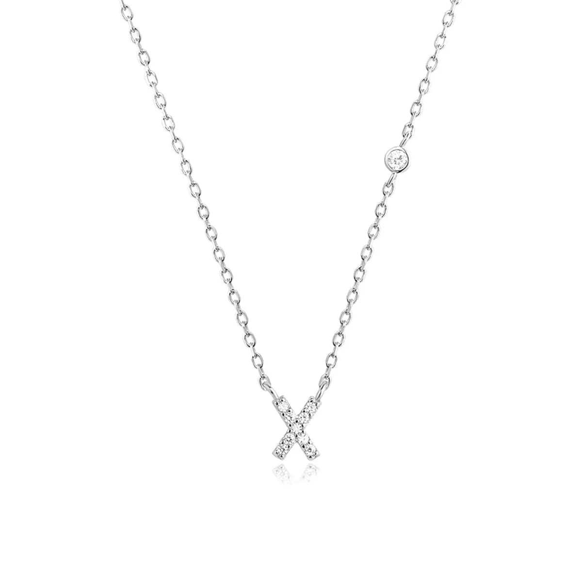 Custom Initial Necklace with sparkling CZ pendant, available in gold or silver finish