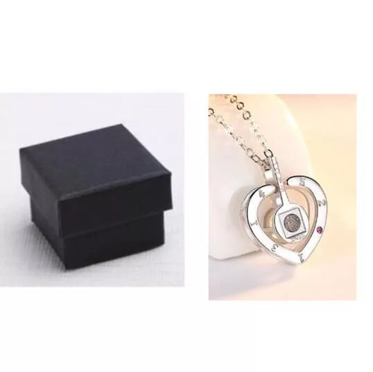 Subloom Heart 100 I Love You silver necklace with heart-shaped pendant