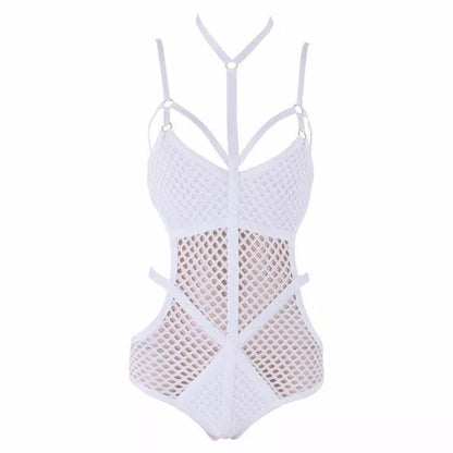 Adjustable bikini swimsuit in white and black, sizes S to L