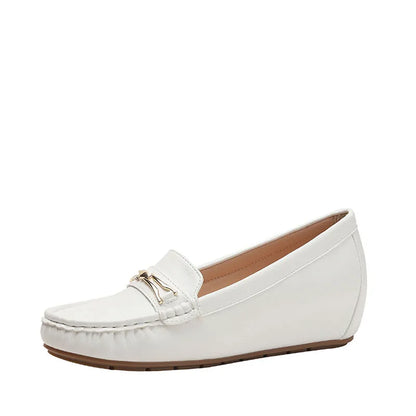 Men's black casual slip-on loafers with a raised heel for height increase