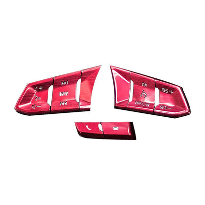 Aluminium alloy steering wheel decorative stickers in brushed red, silver, and blue transparent button designs