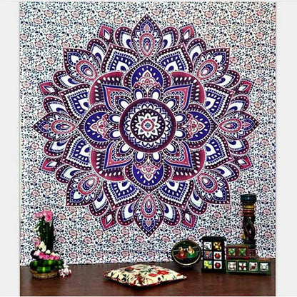 3D digital printing polyester elephant mandala tapestry in vibrant colors