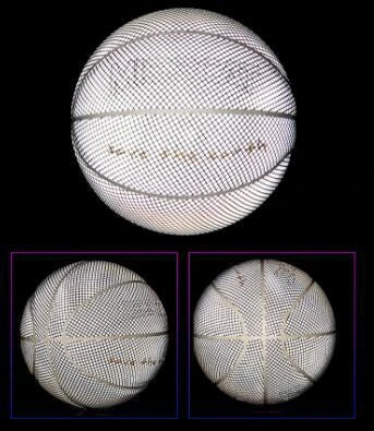 Glowing luminous basketball with mesmerizing rainbow, moon, and multicolored lighting effects for dazzling nighttime games