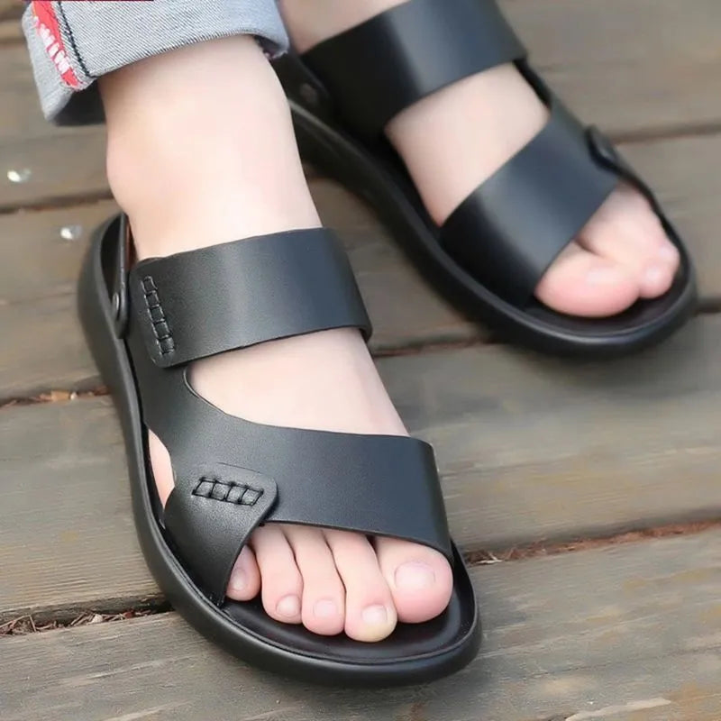 Men's Waterproof Casual Beach Sandals in Black or Brown Colour with Plastic Upper Material and EU Sizes 39 to 45 for Outdoor Summer Wear and Quick-Drying Water Activities