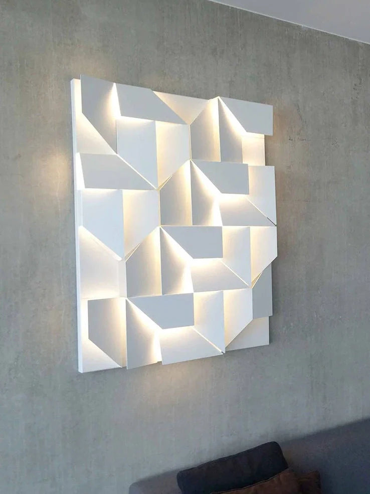 Minimalist iron wall lamp in matte white with LED lighting and slim profile