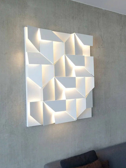 Minimalist iron wall lamp in matte white with LED lighting and slim profile