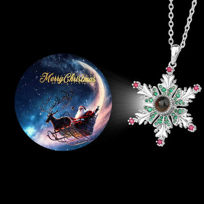 Enchanting Snowflake Projection Necklace - A Sparkling Christmas Gift for Couples