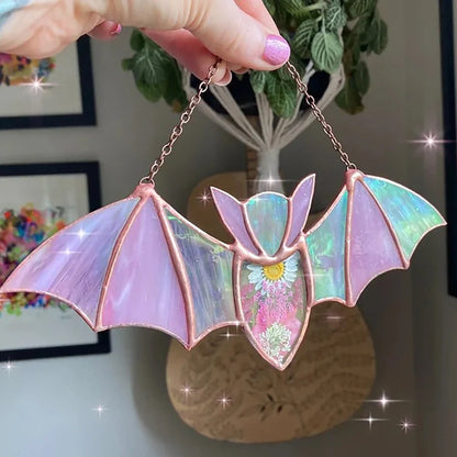 Colourful acrylic bat pendant, 15cm wide, for Halloween haunted house home decorations